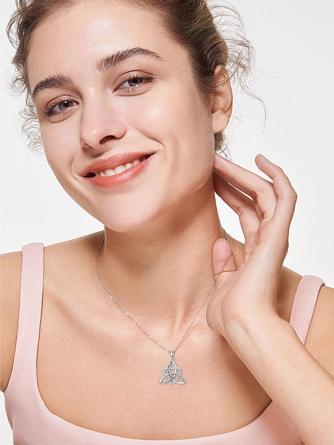 Celtic Knot Necklace for Women 925 Sterling Silver Trinity Knot Pendant with Abalone Irish Jewelry Birthday Gift for Women - Image 5