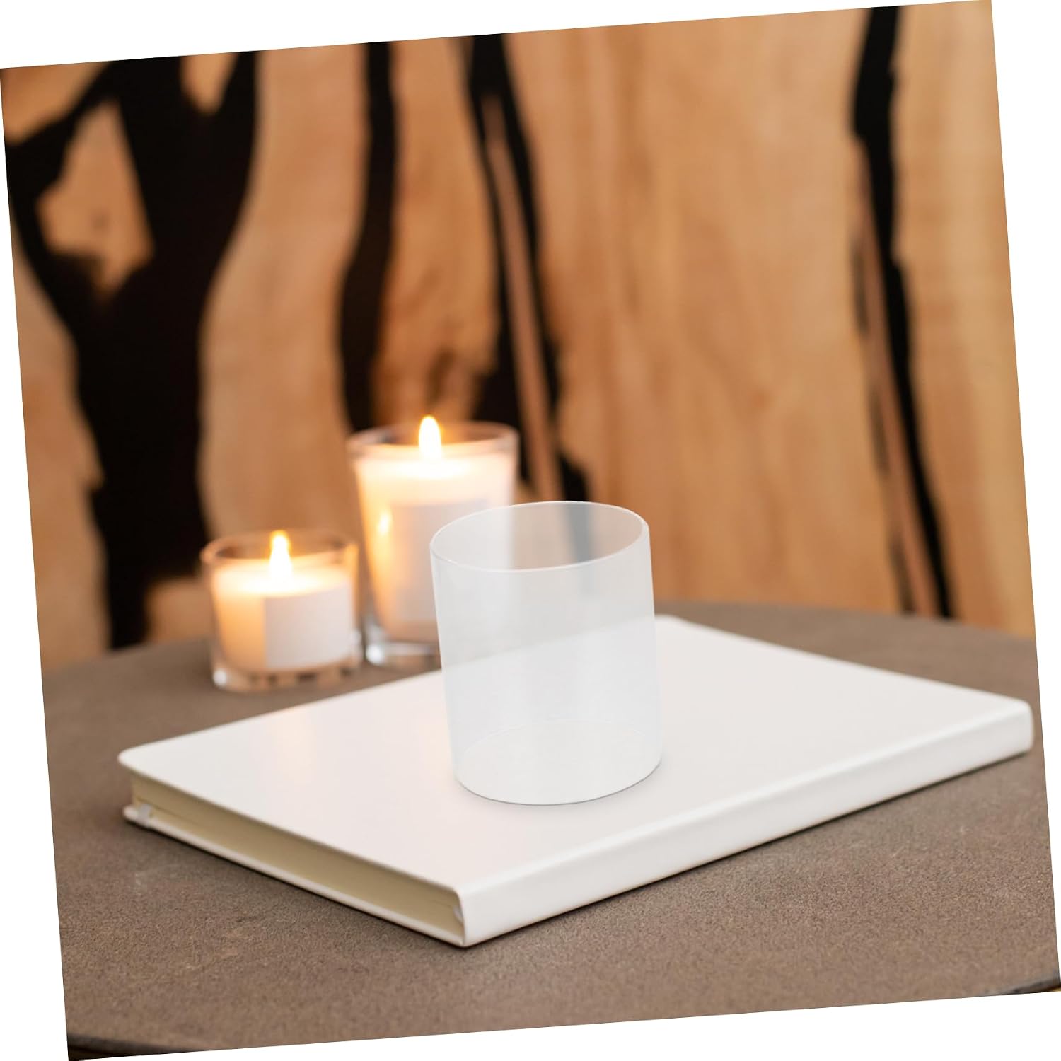 Cabilock 2pcs Glass Dome Candle Covers Household Decorative Candle Holders Unique