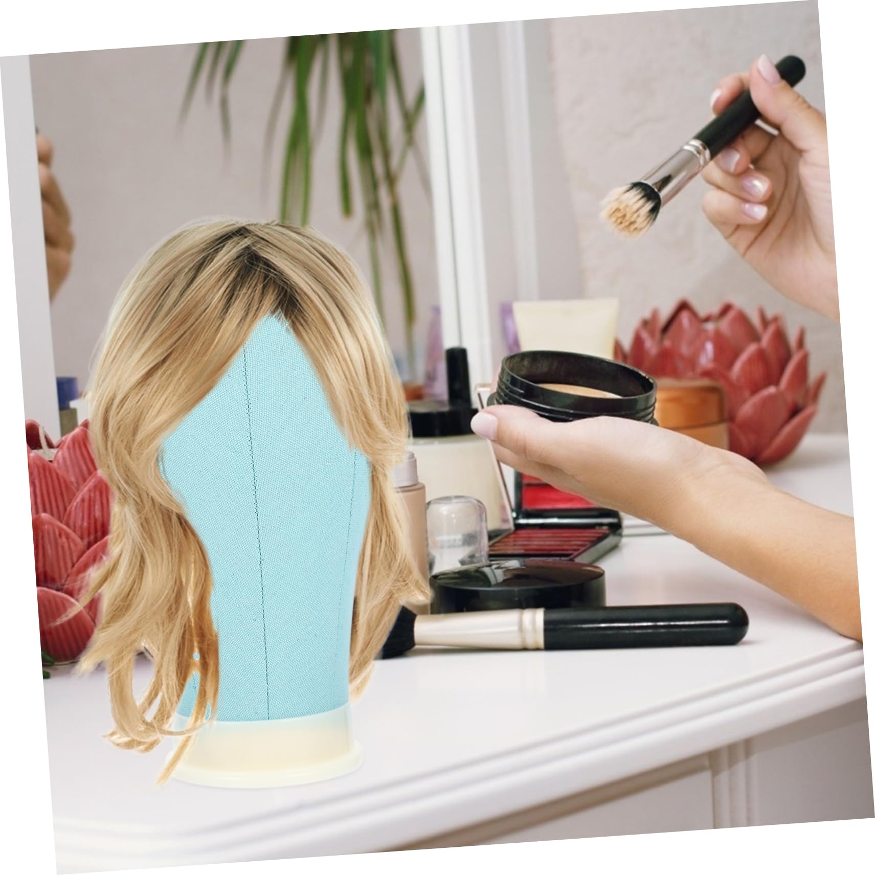 FRCOLOR Portable Bald Head Model Wig Bracket Head Mold Display Wig Stand Canvas