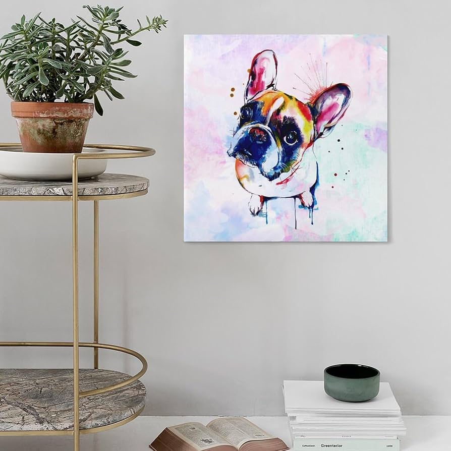 Amazon.co.jp: アートパネル フレンチブルドッグ 水彩犬 アート