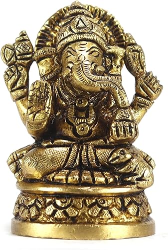 ASHIRWAD Latón Señor Ganesha Idolo Estatua para el hogar Dios hindú Ganpati Bappa Vinayaka Pital Metal Murti (Ganesh-21)