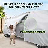 Favoto Telo Copriauto Felpato Invernale Impermeabile Telo per Auto da Esterno per Compact SUV, Realizzato in PEVA con Zip Laterale, Anti Acqua Polvere Neve Sole Freddo, 460x185x160cm - 6