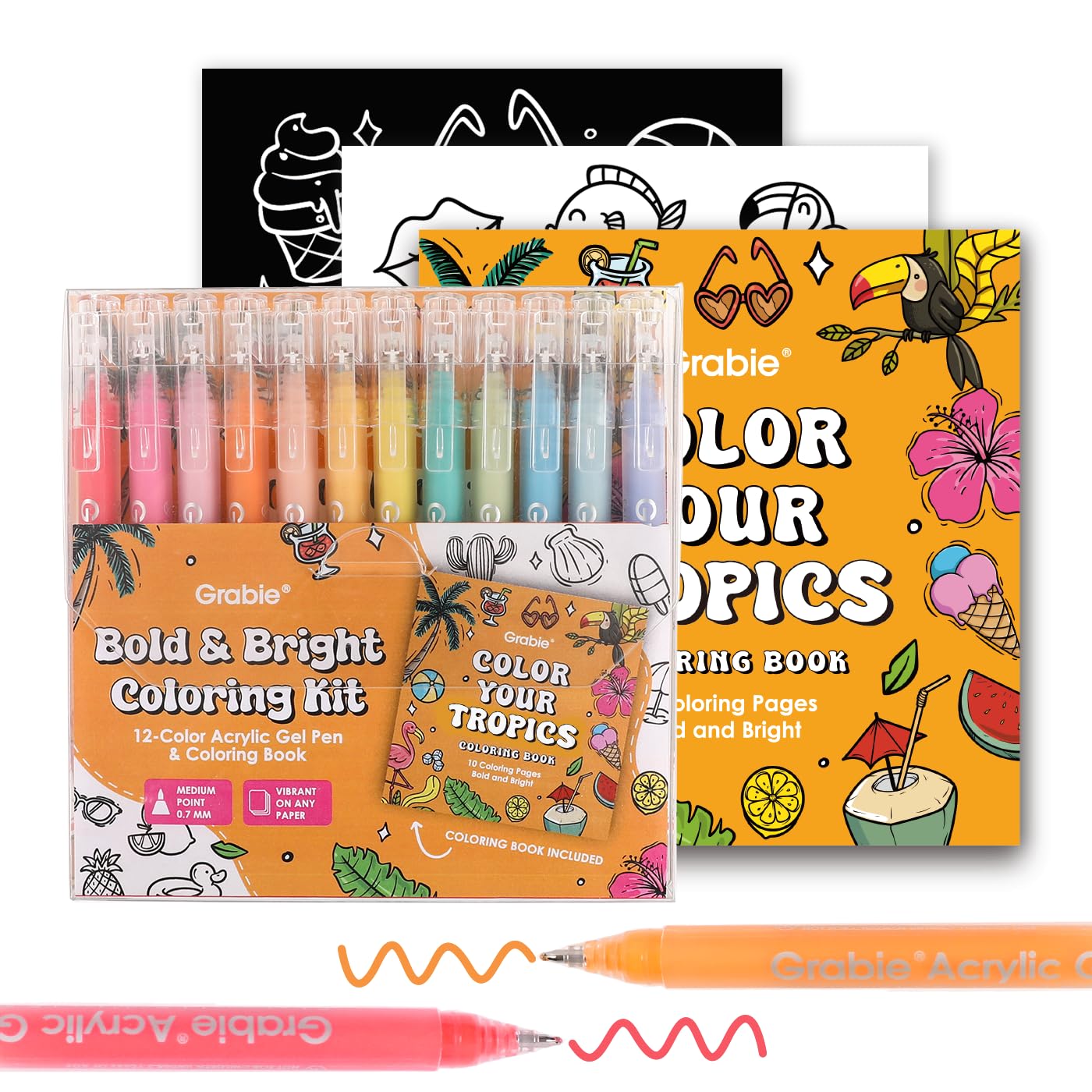 Amazon.com: Grabie Acrylic Gel Pens Coloring Kit with Book, Pack