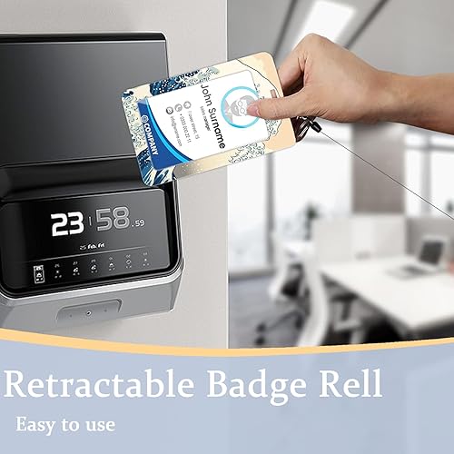 Miniatura 5 de BAIJEN Grandes cordones ondulados para insignias de identificación, carrete de insignias retráctil con cordón para profesores, mujeres, niños