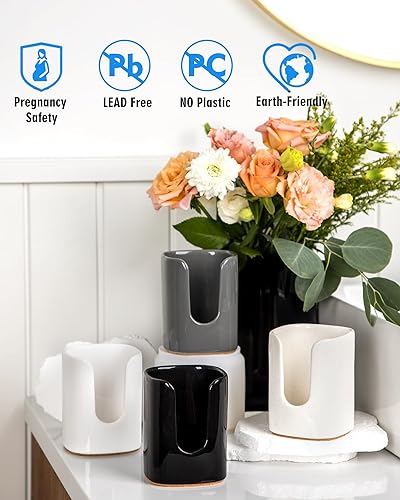 Miniatura 6 de Viosuniu Dispensador de tazas de baño cuadrado de cerámica de 5 onzas para niños y embarazo, soporte de papel desechable para tazas de enjuague