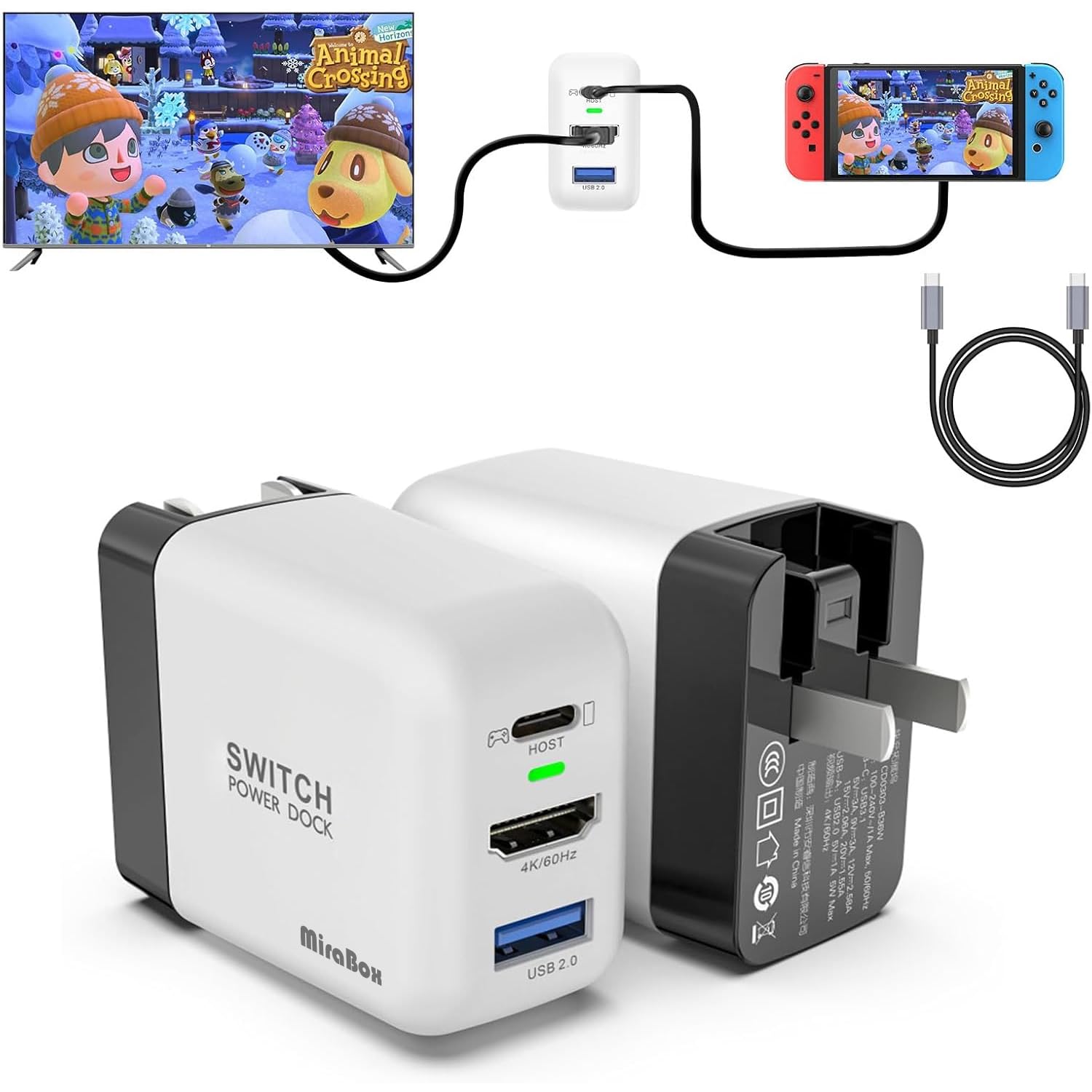 GD4153 Nintendo Switch ブルー　　本体＋充電器 Amazon.com: Switch Dock Charger for Nintendo Switch, Mirabox 36W