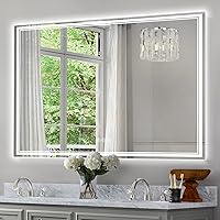 Vista 8 de Espejo de baño LED de 30x30 pulgadas con iluminación frontal y trasera (control independiente), espejo iluminado para pared de baño con 3