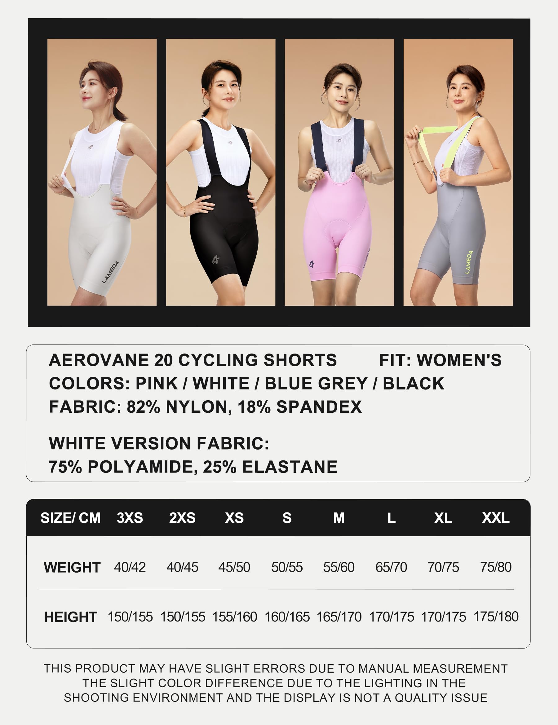 LAMEDA Salopette Ciclismo Donna con Fondello 3D Pantaloncini Ciclista con Bretelle da Bici da Strada Pantaloncini MTB Asciugatura Rapida Trasapirante