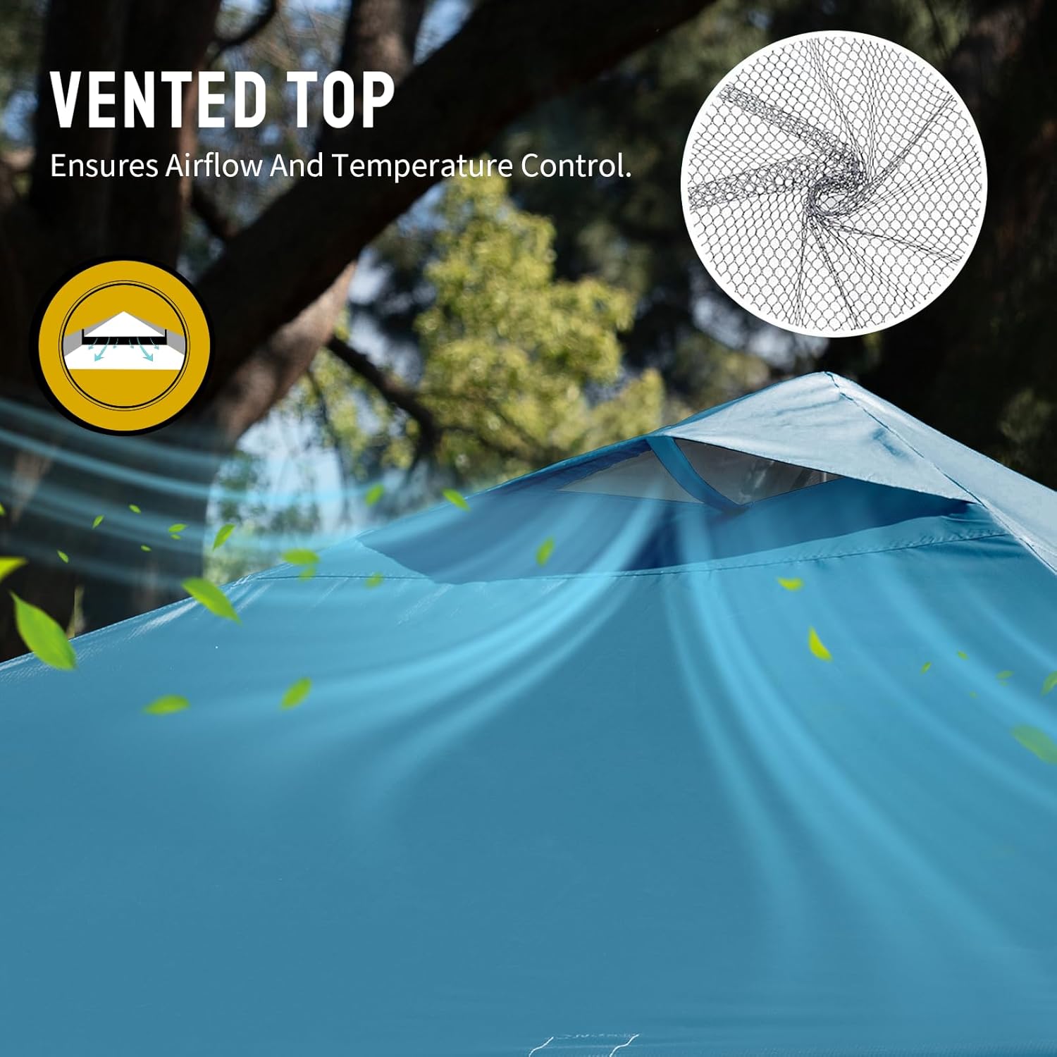 CROWN SHADES 10x10 Pop Up Canopy - Beach Tent with One Push Setup - Easy Outdoor Sun Shade for Events, Parties, Camping - Gazebo with STO-N-Go Cover Bag, Silver Coated Top, Cyan Blue - Image 5