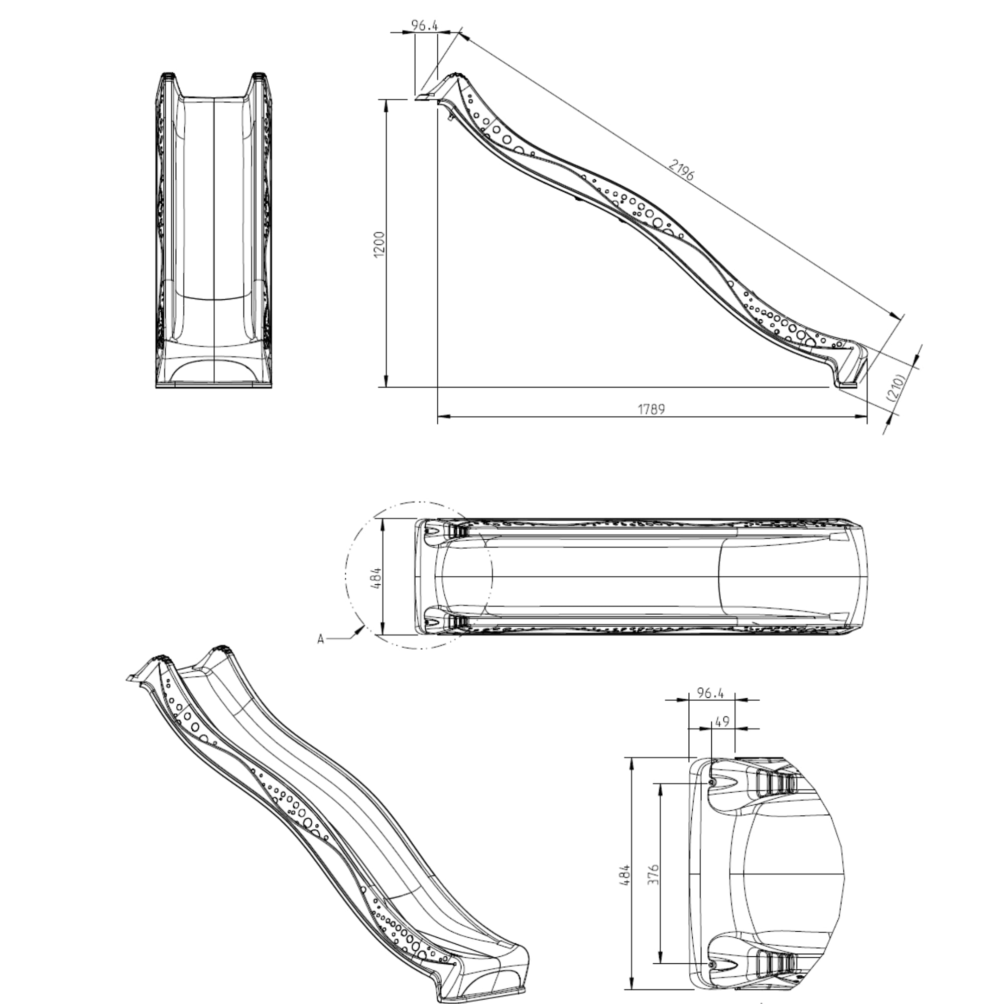 DEMMELHUBER Rutsche WATERSLIDE 2,30 mit Wasseranschluss, Grün