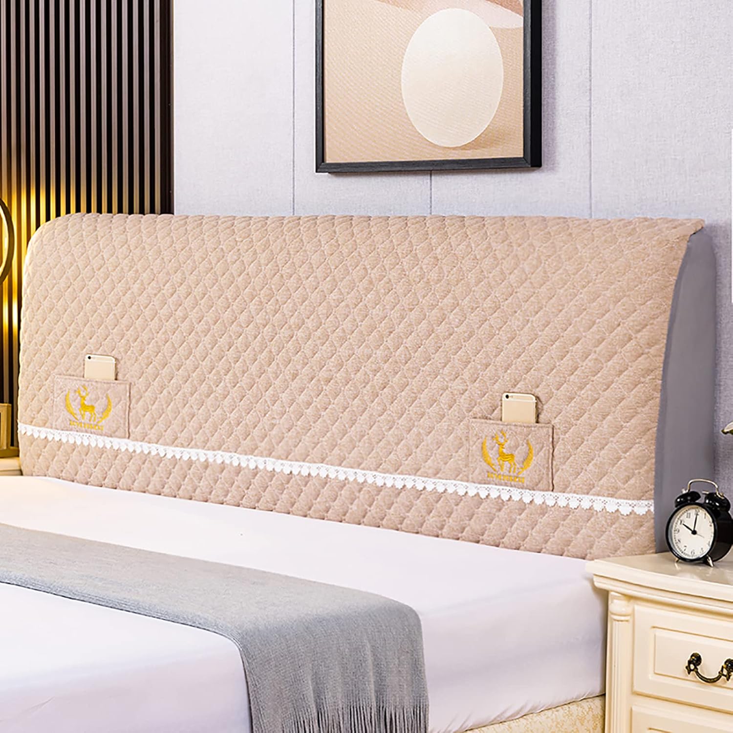 Stretch Headboards Cover, Dustproof Scratch Resistant Washable Headboard Cover,Super Padded Headboard Bed Head, for Bedroom Decoration(120/150/180/200/220 cm)