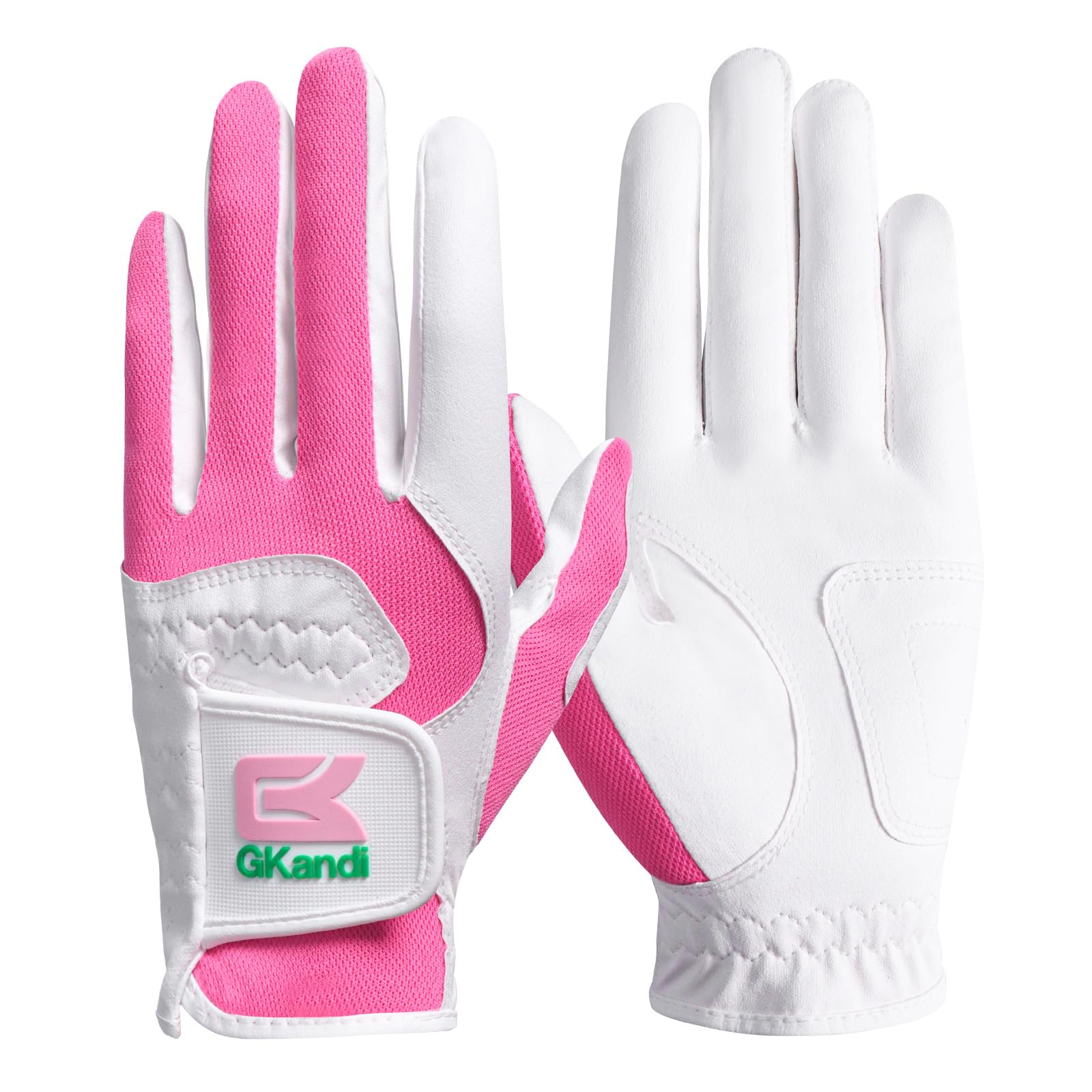 GKandi Golf Gloves Women Left Hand Right Rain Grip Mesh Microfiber Value Pack,Ladies Golf Glove Wet Hot Cool Weathersof All Weather Breathable Fit Small Medium Large (Pink