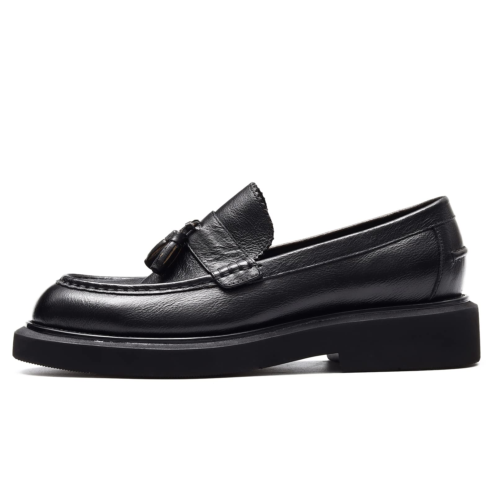 Loafers Cómodos Plataforma para Hombres Mocasines Casuales Negocios Zapatos Slip On en Cuero