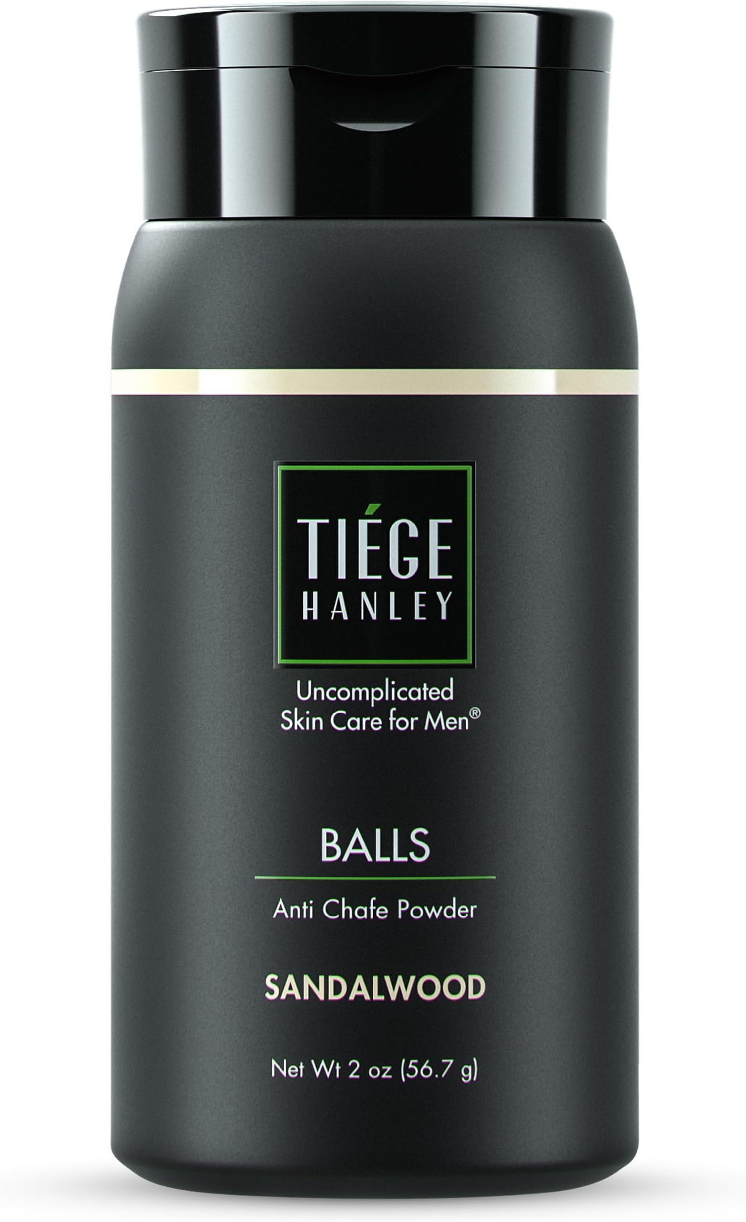 Tiege Hanley Anti Chafe Powder for Men, Cooling Body Powder Deodorant for Foot, Thigh and Groin, Fresh Moisture Control With Earthy and Woody Tones, Sandalwood Scent, Men’s Skin Care, 2 Oz
