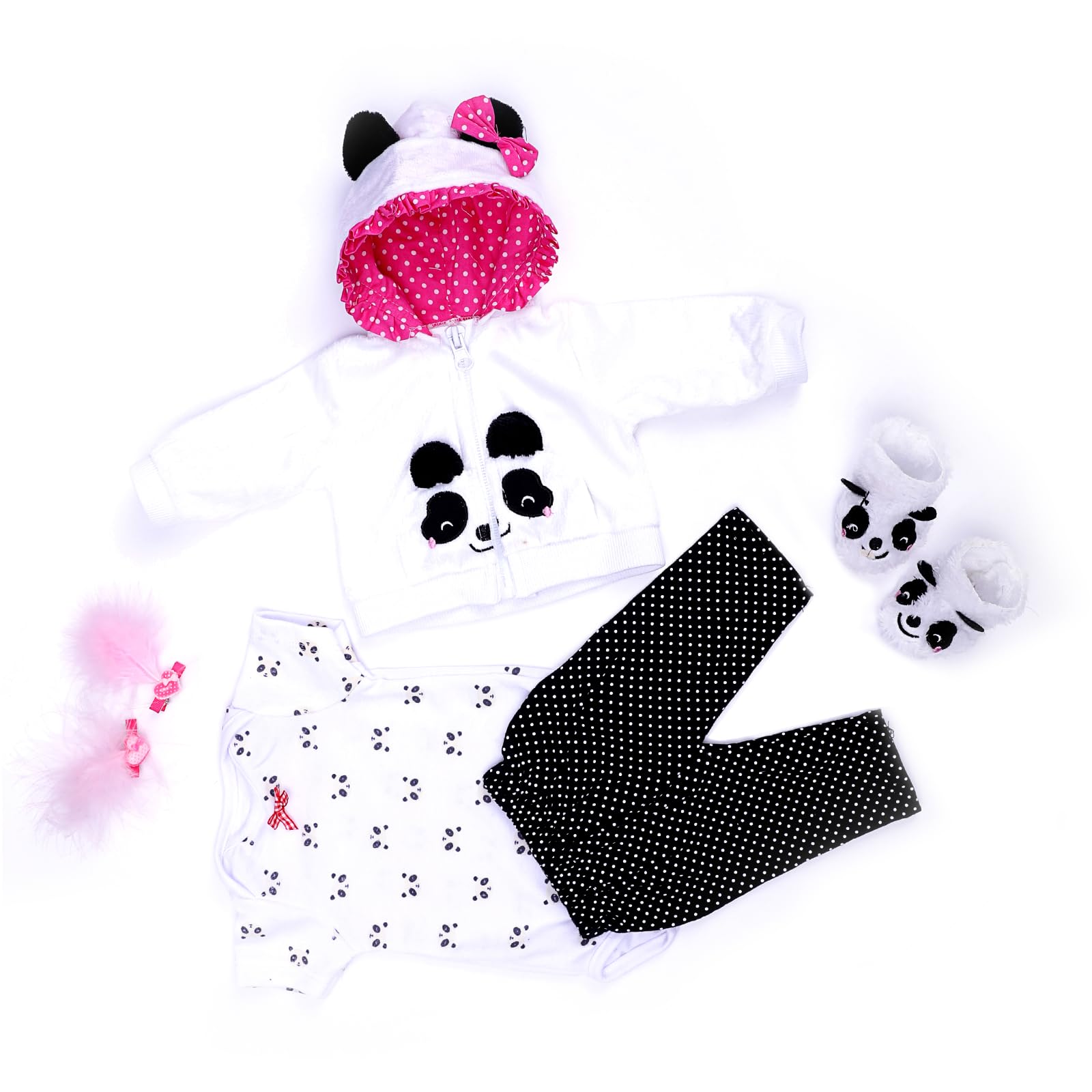 ZIYIUI Vestiti per Bambole per New Born Baby Doll, Cotone con Cappello per 18 "-22" Carino Vestiti Bambolotti (45-55 cm) (Panda bianco)