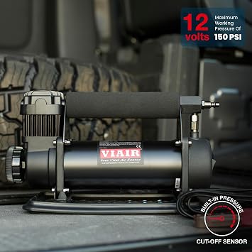 VIAIR 450P/45044 Automatic Portable Compressor, Tire Inflator Kit, Air Compressor for Truck, Jeep, SUV, and Car Tires, Air Pump Kit, Car Accessories, 100% Duty Cycle, 150 PSI/1.80 CFM, Stealth Black