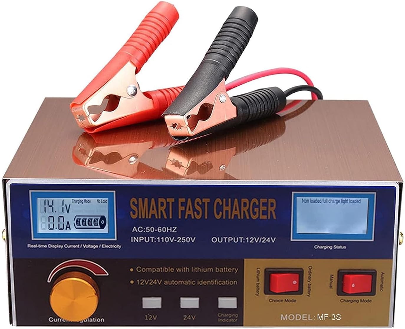 Morelian Intelligent Automatic Battery Charger 12V/24V Battery Charger Reconditioner Pulse Repair with Digital Display for Car Cell Motorcycle Battery Lithium Battery