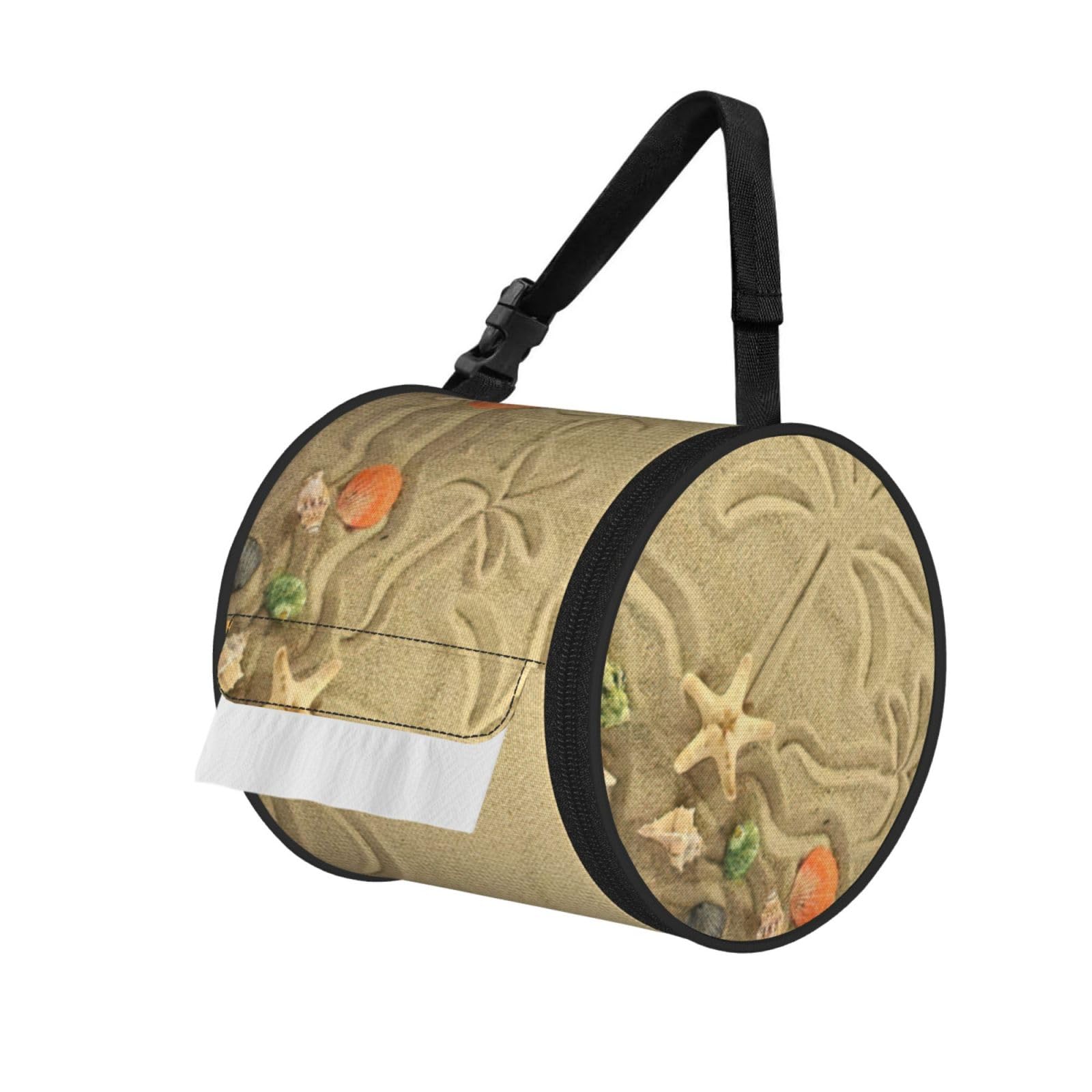 Starfish With Palm Trees Print Fashion Tissues Organizer Box, Hanging Tissue Holder For Purse Coins For Car Office Daily Outing