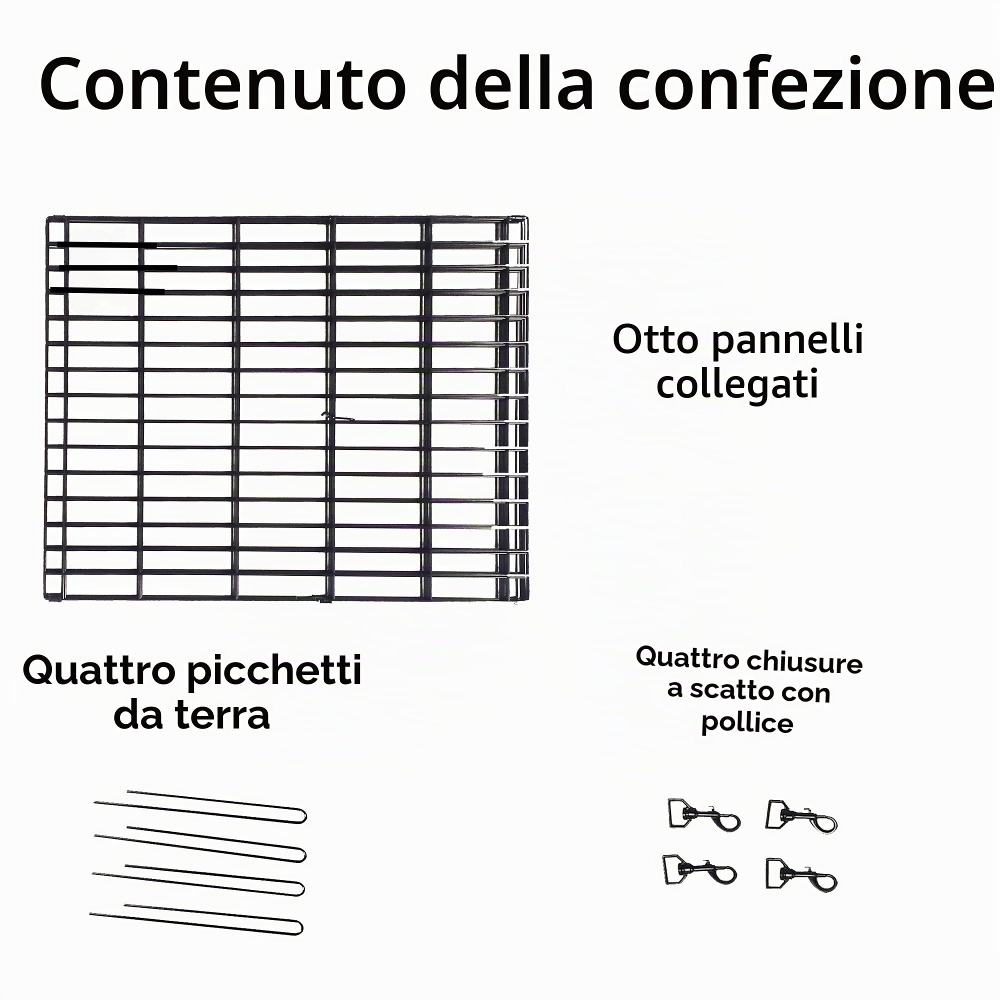 New World Recinto pieghevole in metallo per cani e animali domestici, senza porta, include picchetti di messa a terra e fornisce 1,5 metri di spazio di gioco, alto 61 cm, rivestimento nero