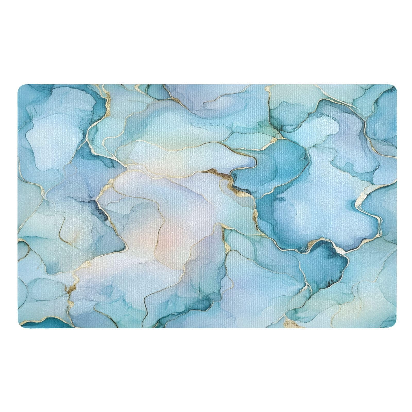 Paillasson texturés bleu turquoise ALAZA antidérapant 50x81