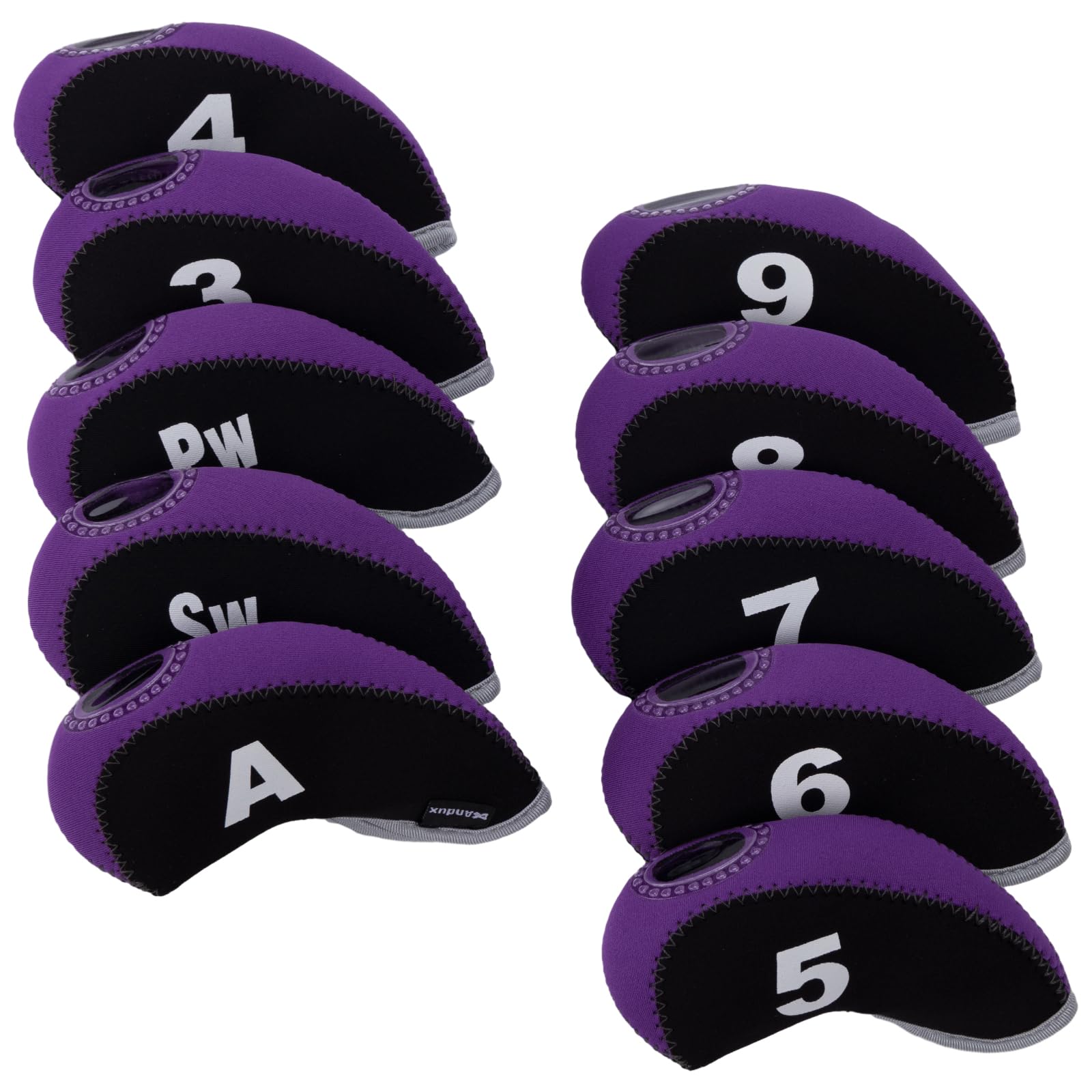 Andux Golf Fer Tête couvertures avec Nombre Tag Lot de 10 Noir/Violet