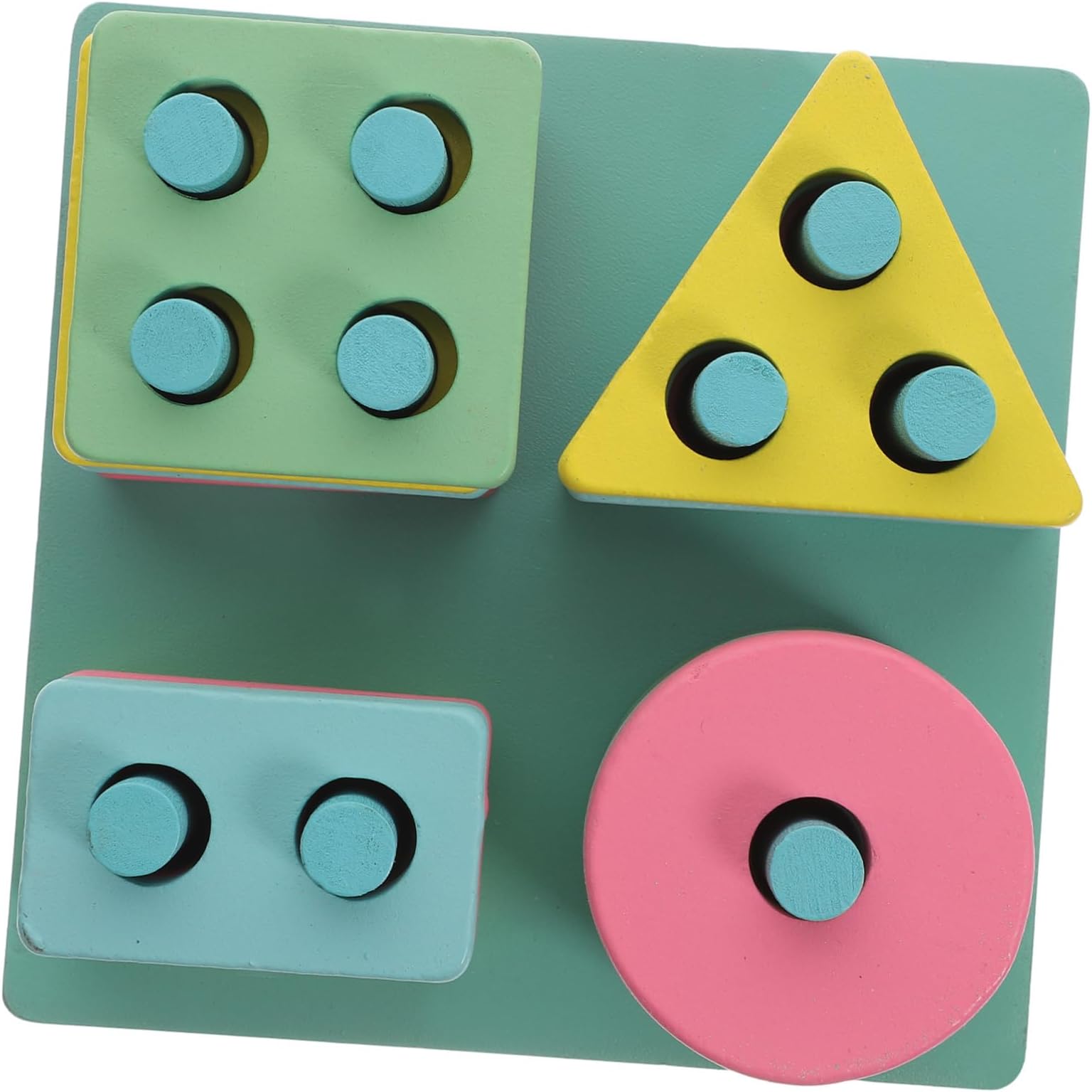ERINGOGO1set Shape Matching Column Puzzles Toy Building Blocks Early Education Supply Cognition Playthings Combo Plate Child Wooden Earth Tones