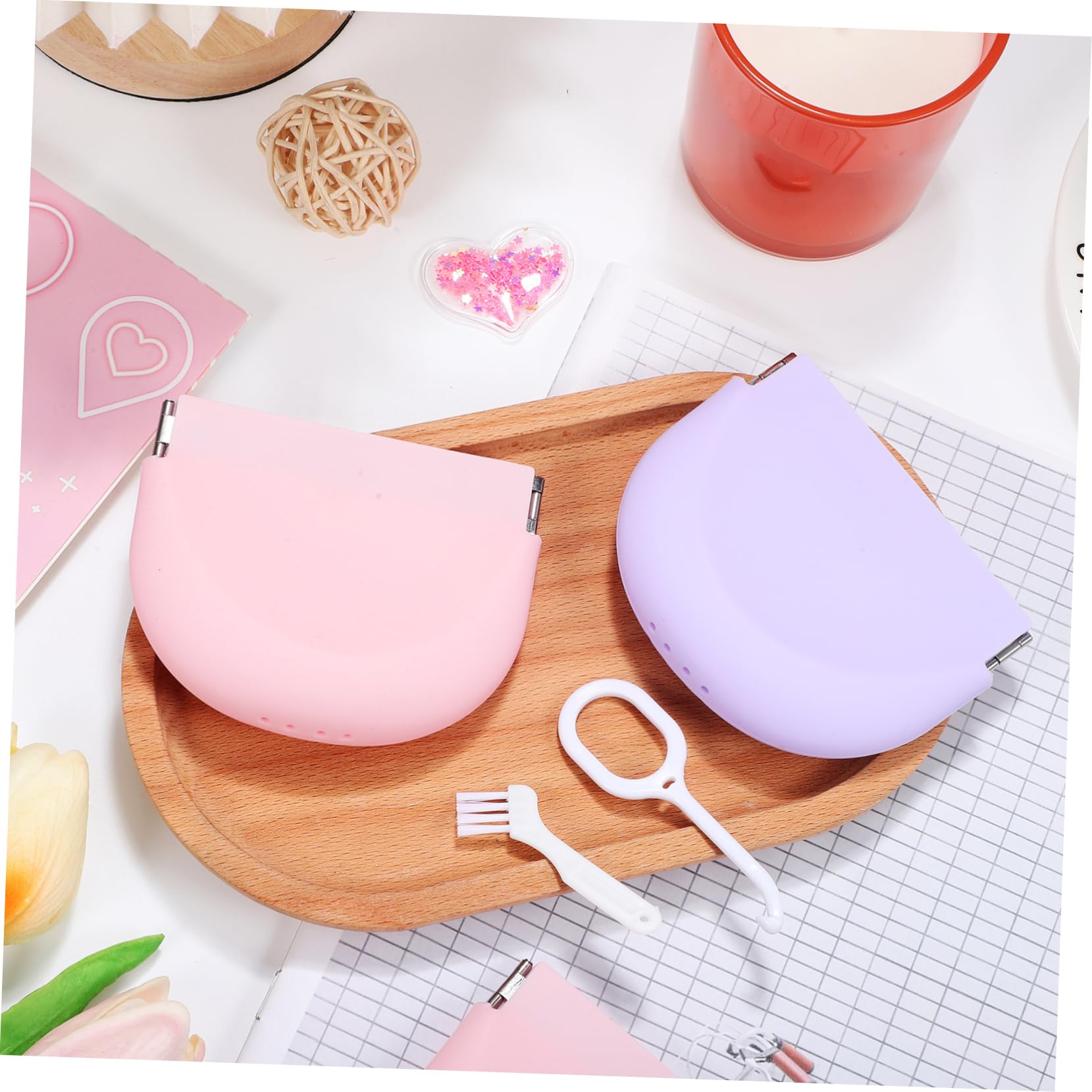 Custodia per Apparecchio Ortodontico in Silicone, 4 Pezzi | Contenitore Slim Rosa, Leggero e Facile da Trasportare, per Pulizia e Conservazione