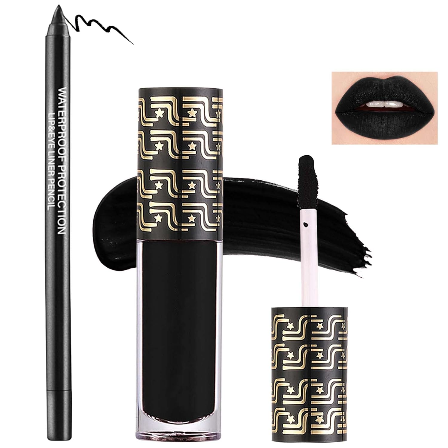 2 Pcs Lip Liner and Lipstick Set,Pigmented Velvet Lipgloss