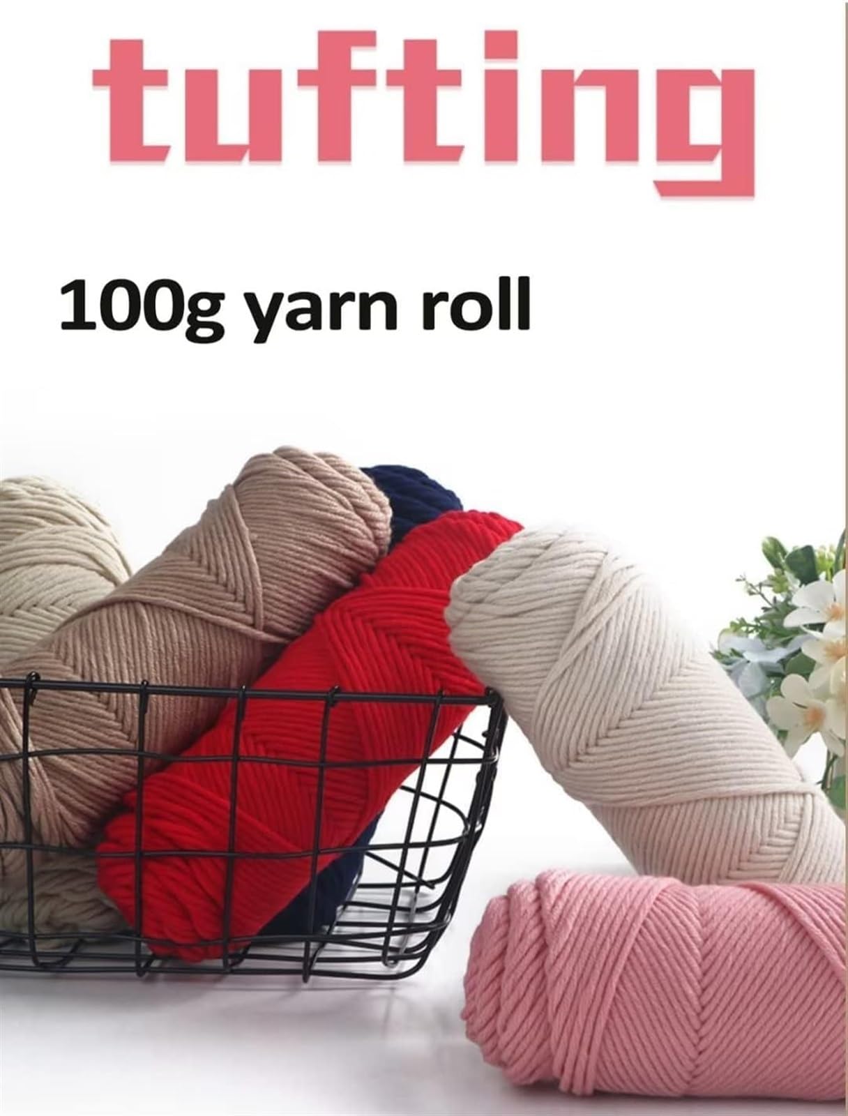 Hilo for tejer/ganchillo for manualidades hechas a mano, 3.53 oz/rollo de bola de hilo copetudo, hilo de bordado mixto de algodón y poliéster, hilo de ganchillo for tejer a mano, hilo de 8 capas for a