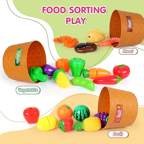 Miniatura 3 de Cmartlarge Juego de comida de juego de clasificación de color, juguetes de juego de comida para niños pequeños de 3 años en adelante, juguetes de