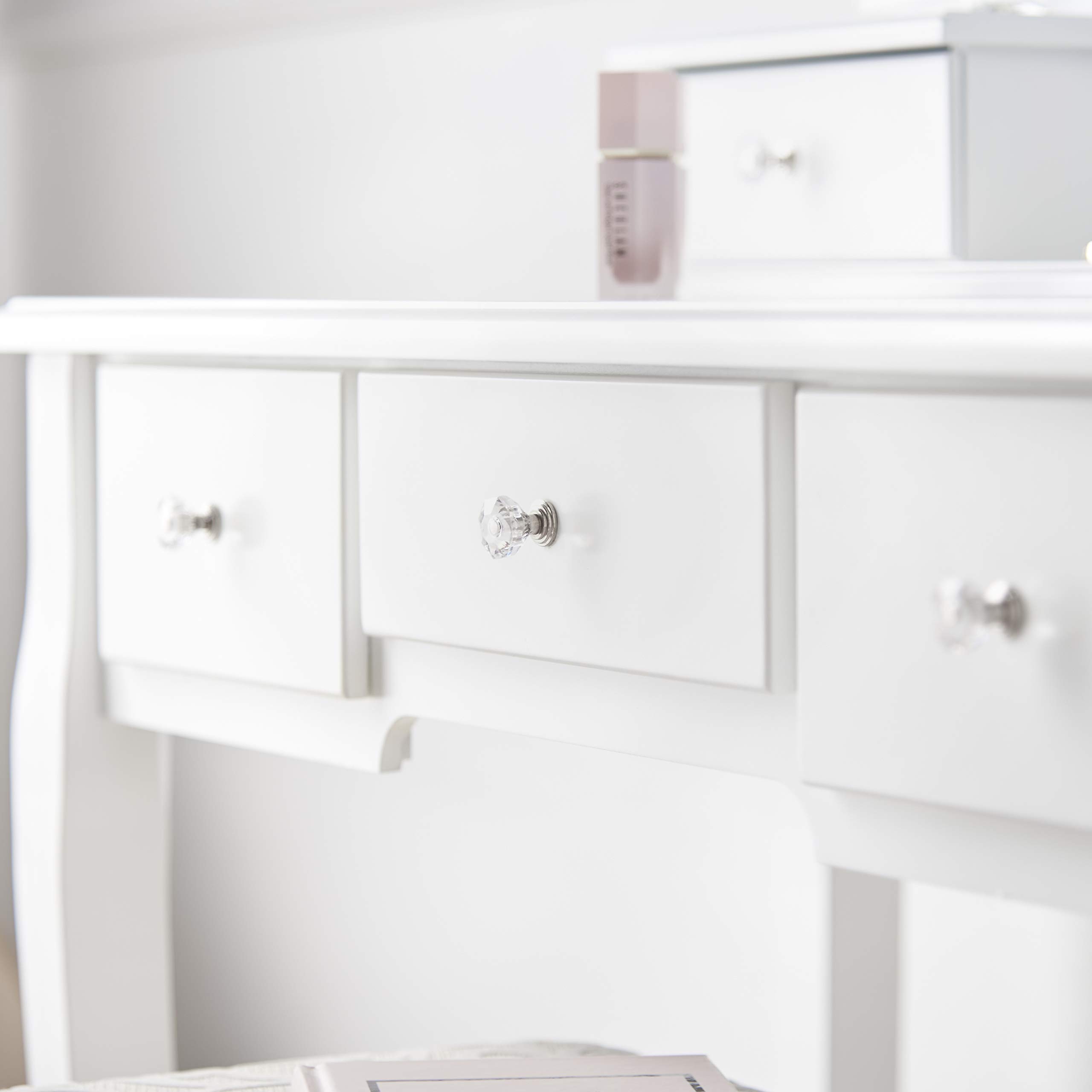 Buy CARME White Dressing Table with Hollywood Mirror & Jewellery