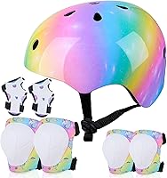 FIODAY Unicorn Kids Helmet & Knee Elbow Wrist Pads Set - Adjustable Protective Gear for 3-8 Year Olds Skateboard Scooter Inline Skating
