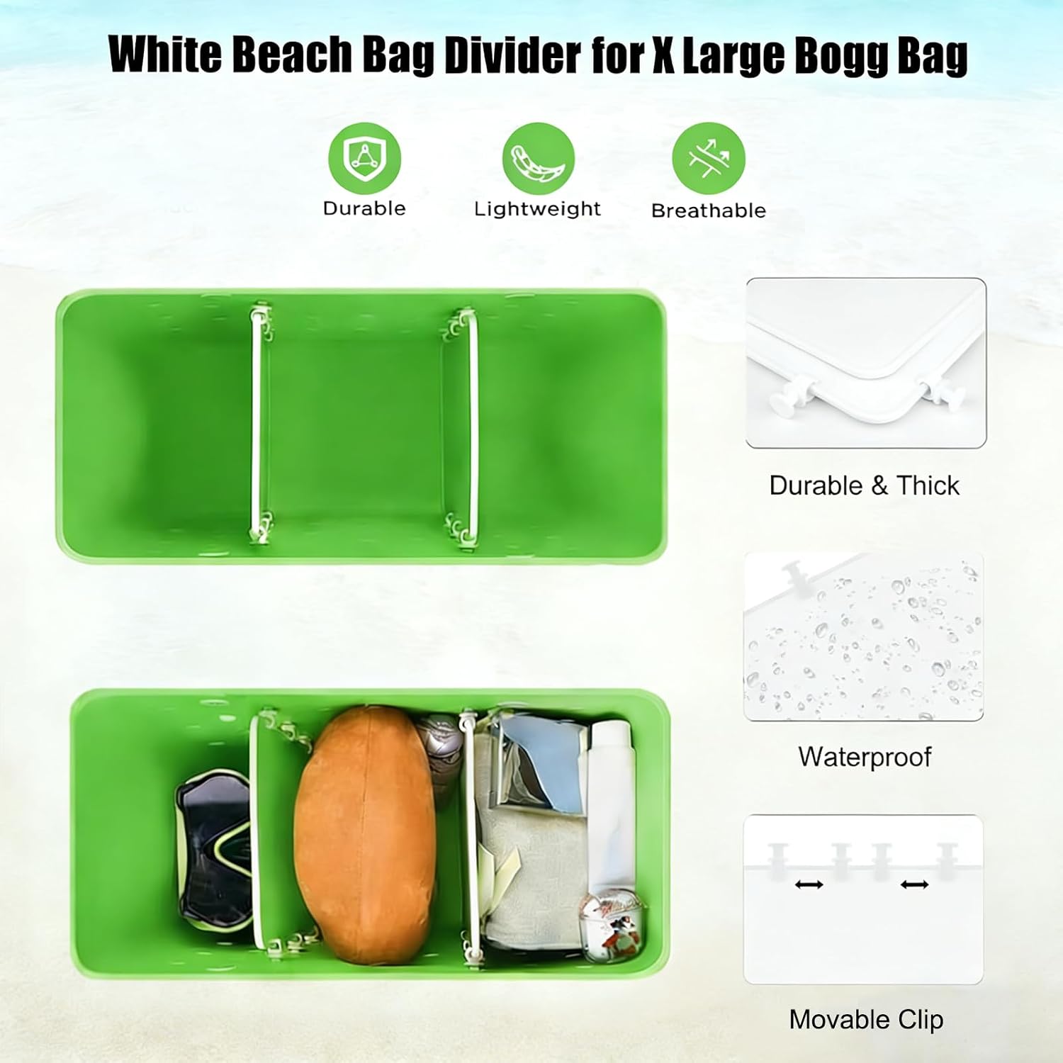 7 PCS Divider Organizer Accessories for X-Large Bogg Bag, Rubber Beach Bag Accessories with Phone Holder & Key Hooks, Storage Space Divider Kit image 3