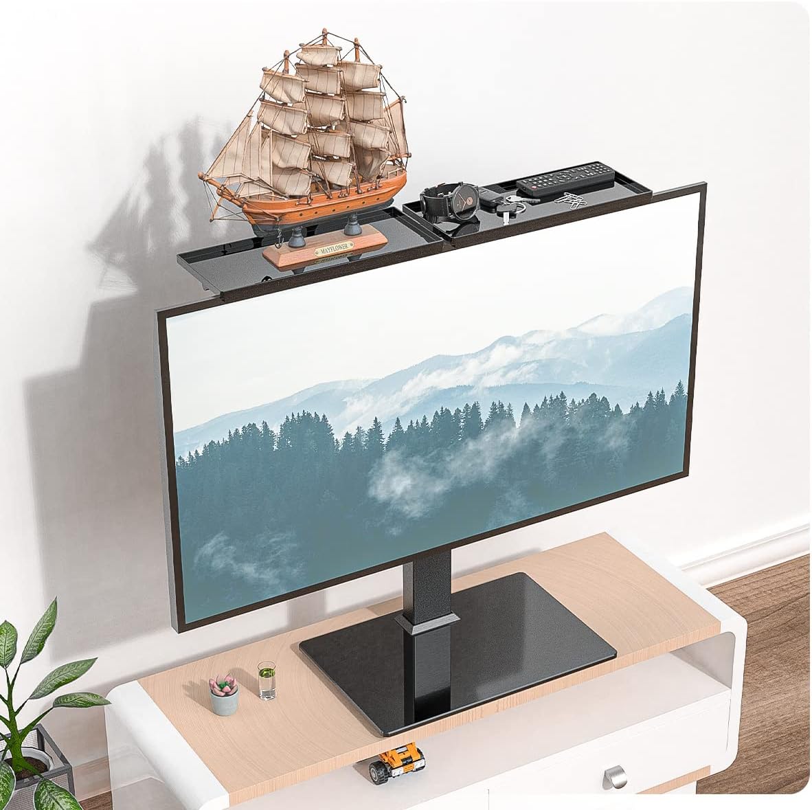 2 Pack Top Shelf TV Mounting Bracket 12 Inch Flat Panel Mount for Streaming Devices, Media Boxes, Speakers and Home Decor