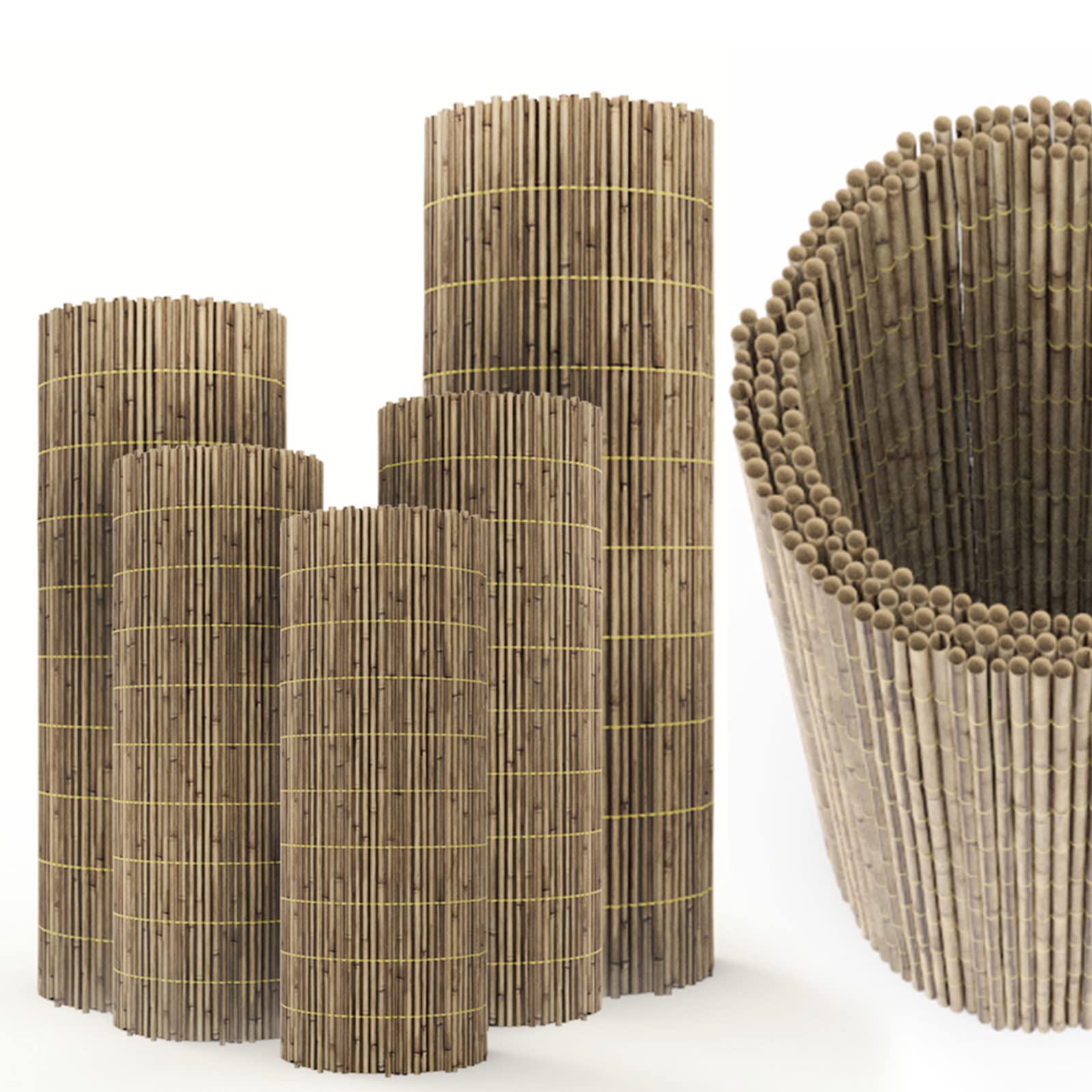 FB FunkyBuys® 4M NATURAL FENCE PANEL PEELED REED FENCING SCREENING ROLL SCREEN GARDEN OUTDOOR (HEIGHT: 2.0M (6' 6") x LENGTH: 4M (13' 2"))