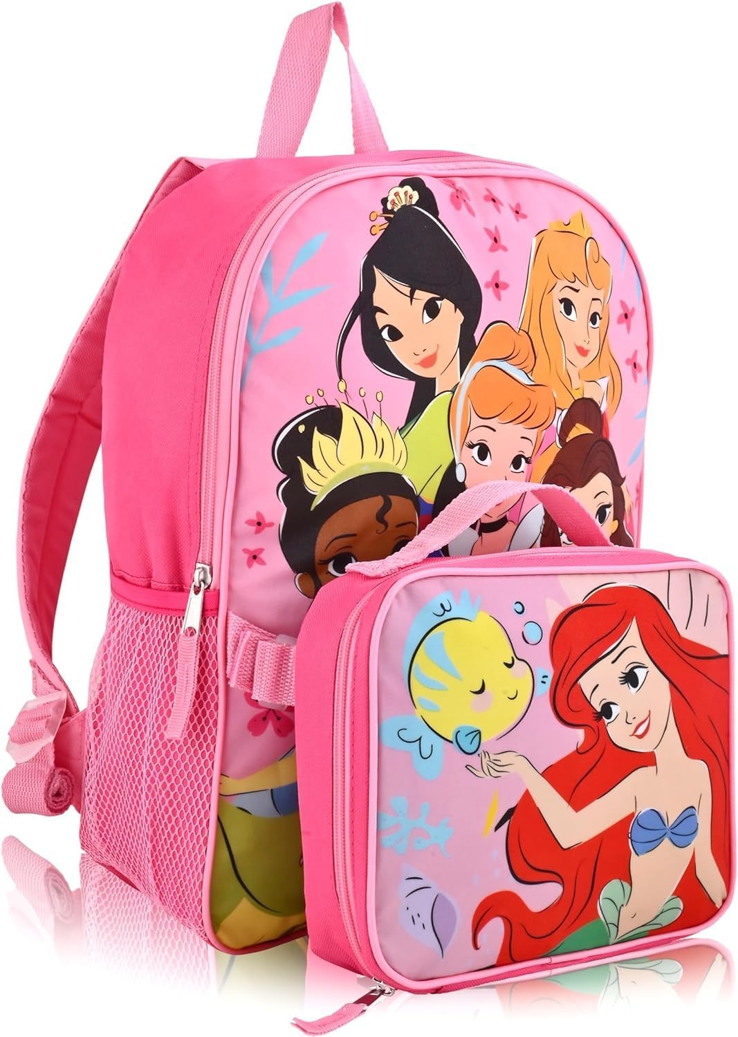 Disney Princess Large Backpack for Girls - Bundle with 15" Princess Backpack, Princess Lunch Bag & More | Disney Kids Backpack Set with Lunch Box
