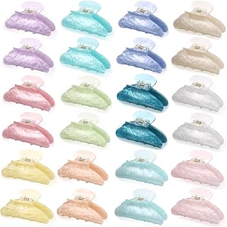 XunYee 24 Pcs Large Acrylic Hair Claw Clips Bulk for Women Cute Non-slip Strong Hold Clamps for Thick or Thin Hair French Barrettes Accessories(Candy Colors)