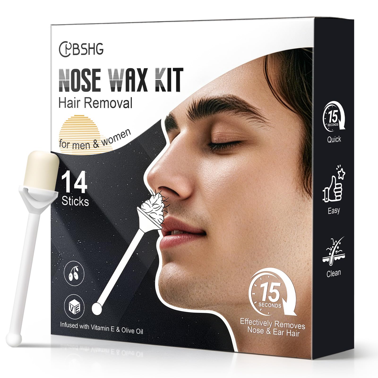 Ohr Nasenhaarentferner, Nasenwachs Stäbchen mit Wachs 14 Stück: PBSHG Nose Wax-kit, Nasen und Ohrenhaarentferner Herren - Hygienische & langanhaltende Wachs Haarentfernung für Männer & Frauen