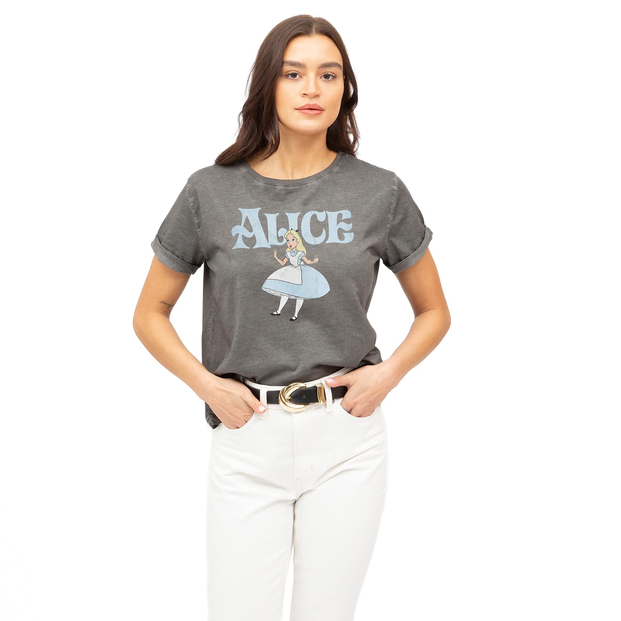 Disney Women's Alice T Shirt, Charcoal, 12 UK