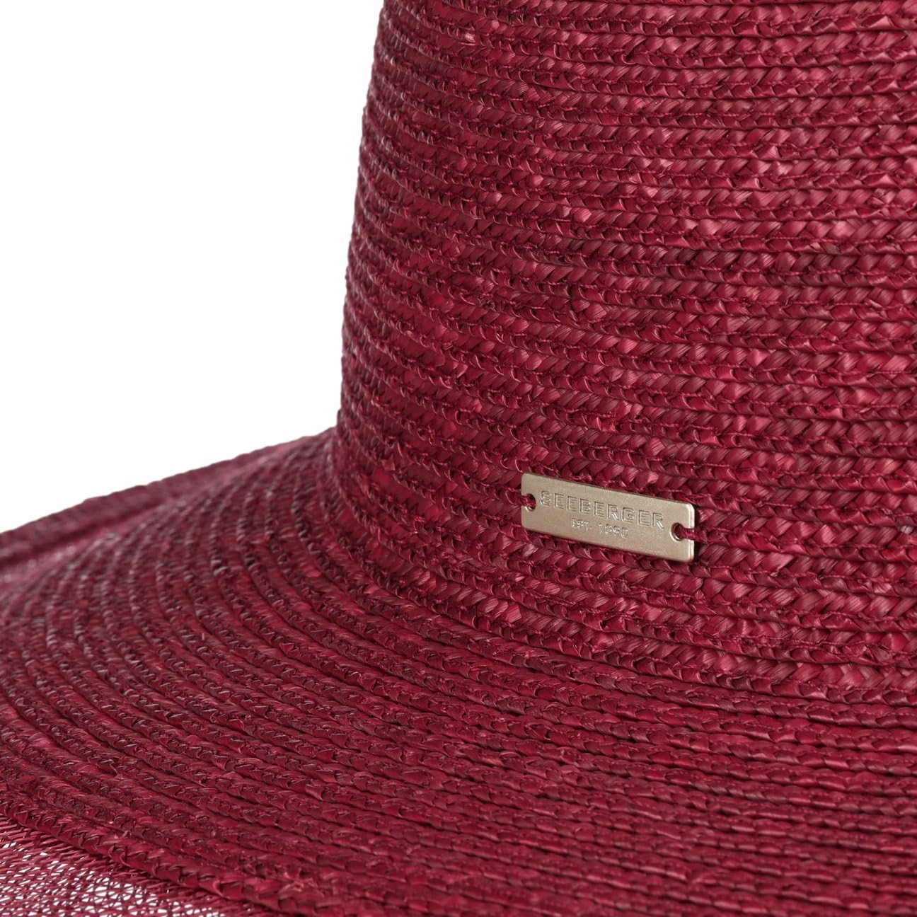 Seeberger Sinamay Edge - Sombrero de verano para mujer, sombrero de paja para mujer, para primavera, verano, talla única, color burdeos