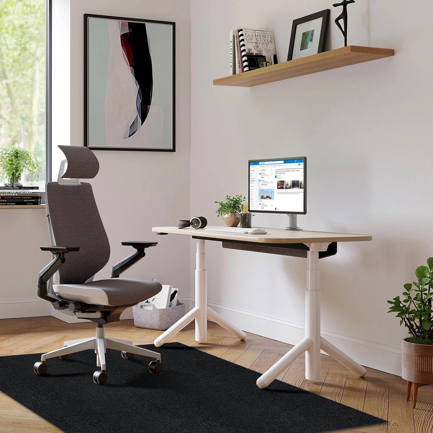YAYODS Office Chair Mat for Hardwood Floor, 35" x 59" Large Computer Desk Chair Mat Rug, Anti Slip Floor Protector for Office, Home (Black)