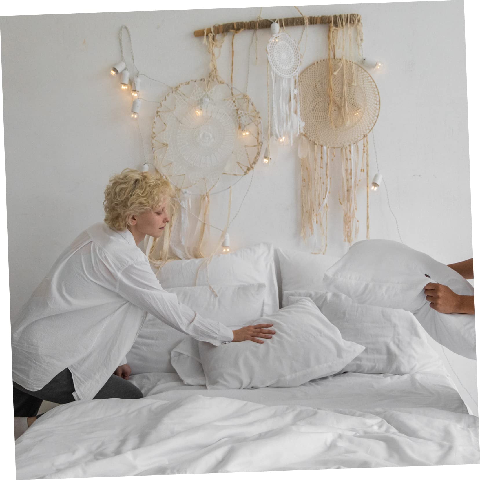 Funda de Colchón de Algodón de Color Cómoda Hogar Sábana Bajera de Algodón para Cama Individual Protección de Colchón