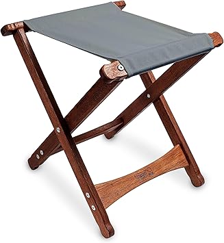 BYER OF MAINE Pangean Folding Stool – Canvas Camp & Wood Camp Stool for Portable & Outdoor Seating in Granite