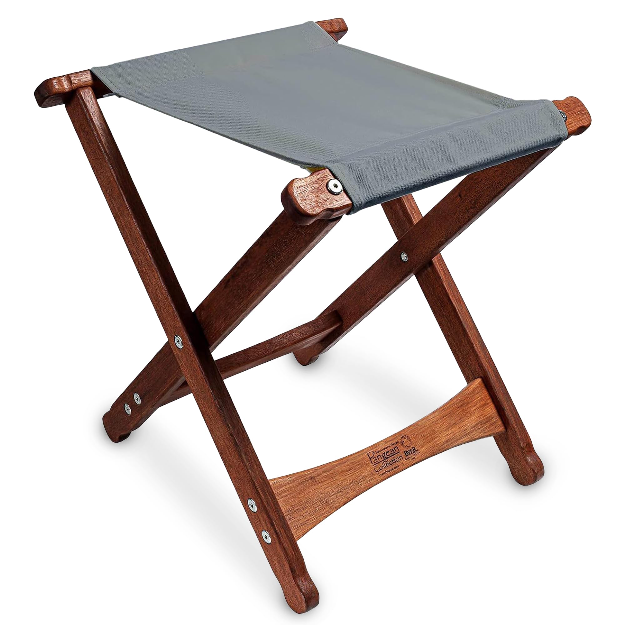 BYER OF MAINE Pangean Folding Stool – Canvas Camp & Wood Camp Stool for Portable & Outdoor Seating in Granite