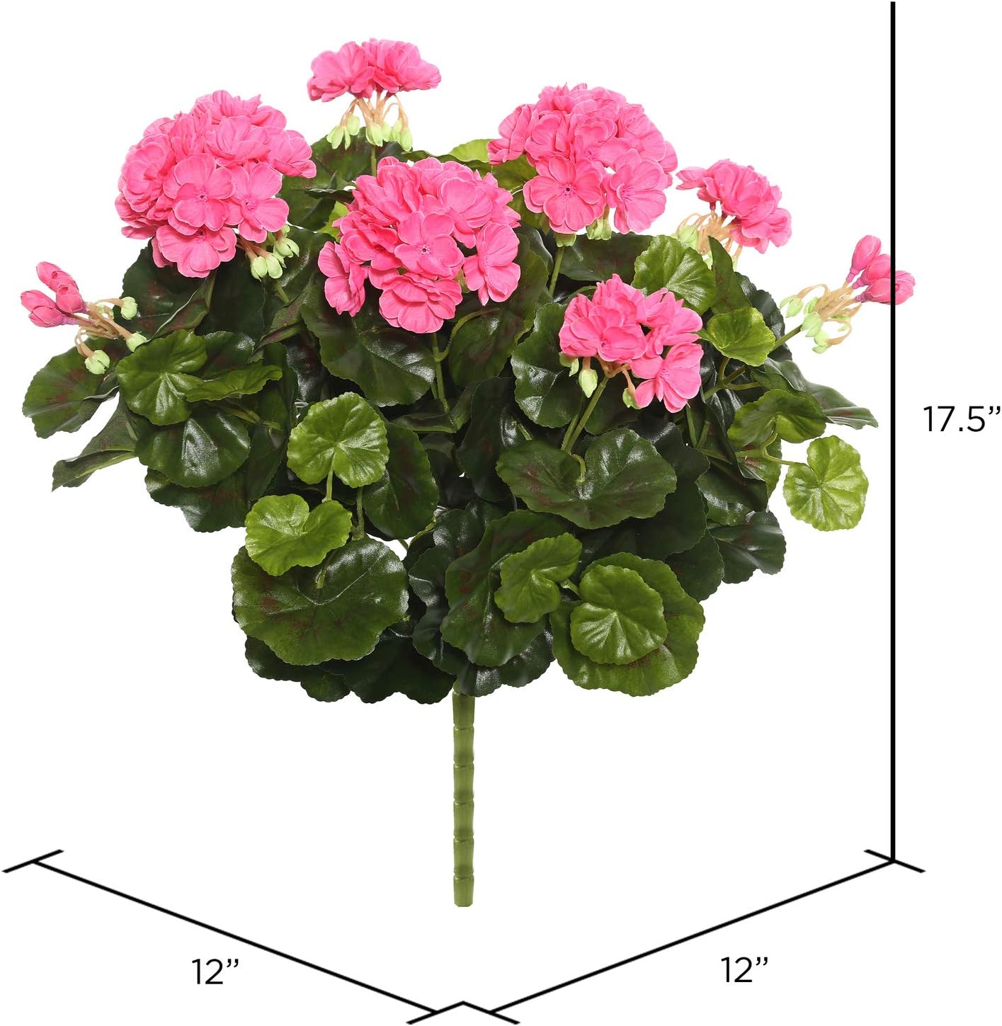 Vickerman Everyday Artificial Pink Geranium Bush 17.5" Long - Premium Faux Floral Decor for Wedding or Everyday Arrangements - Maintenance Free Flowers