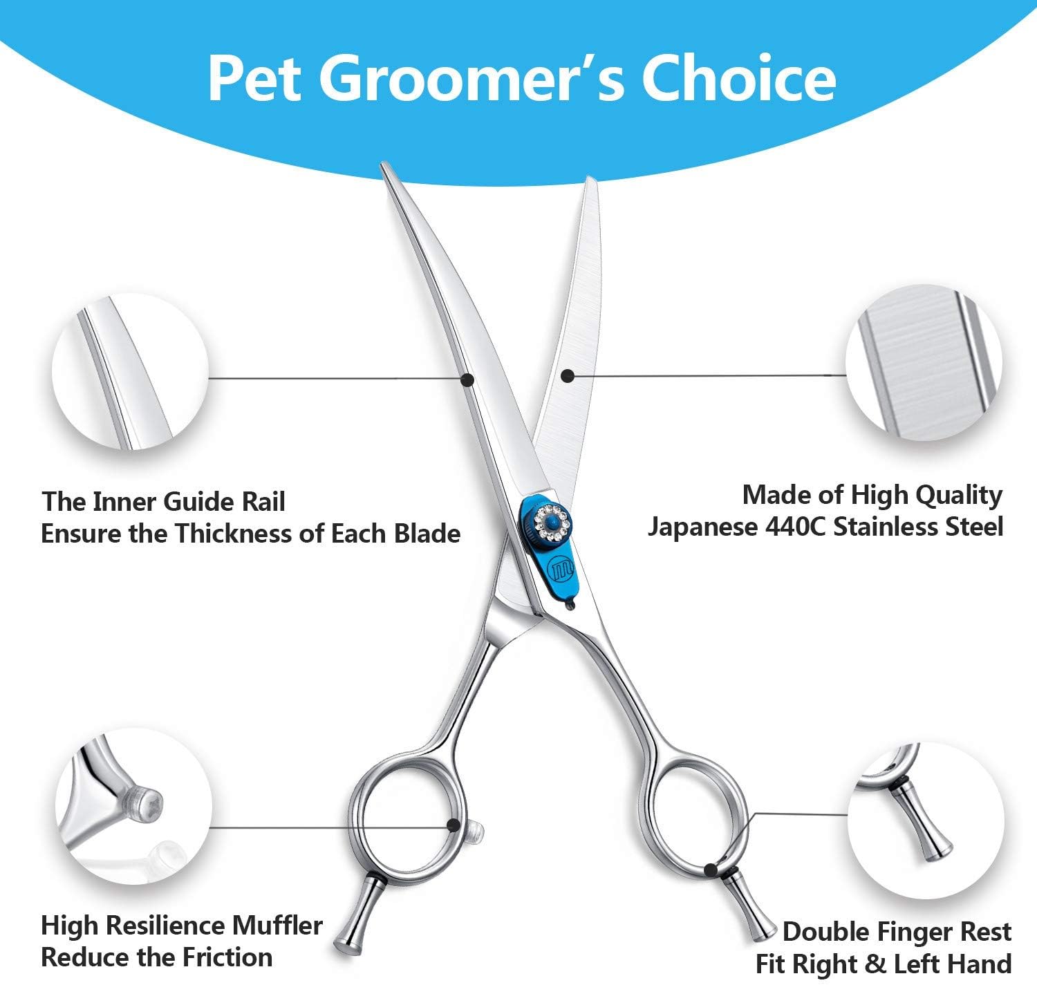 Moontay Professional Razor Edge Series 7.0″ Pet Grooming Cutting