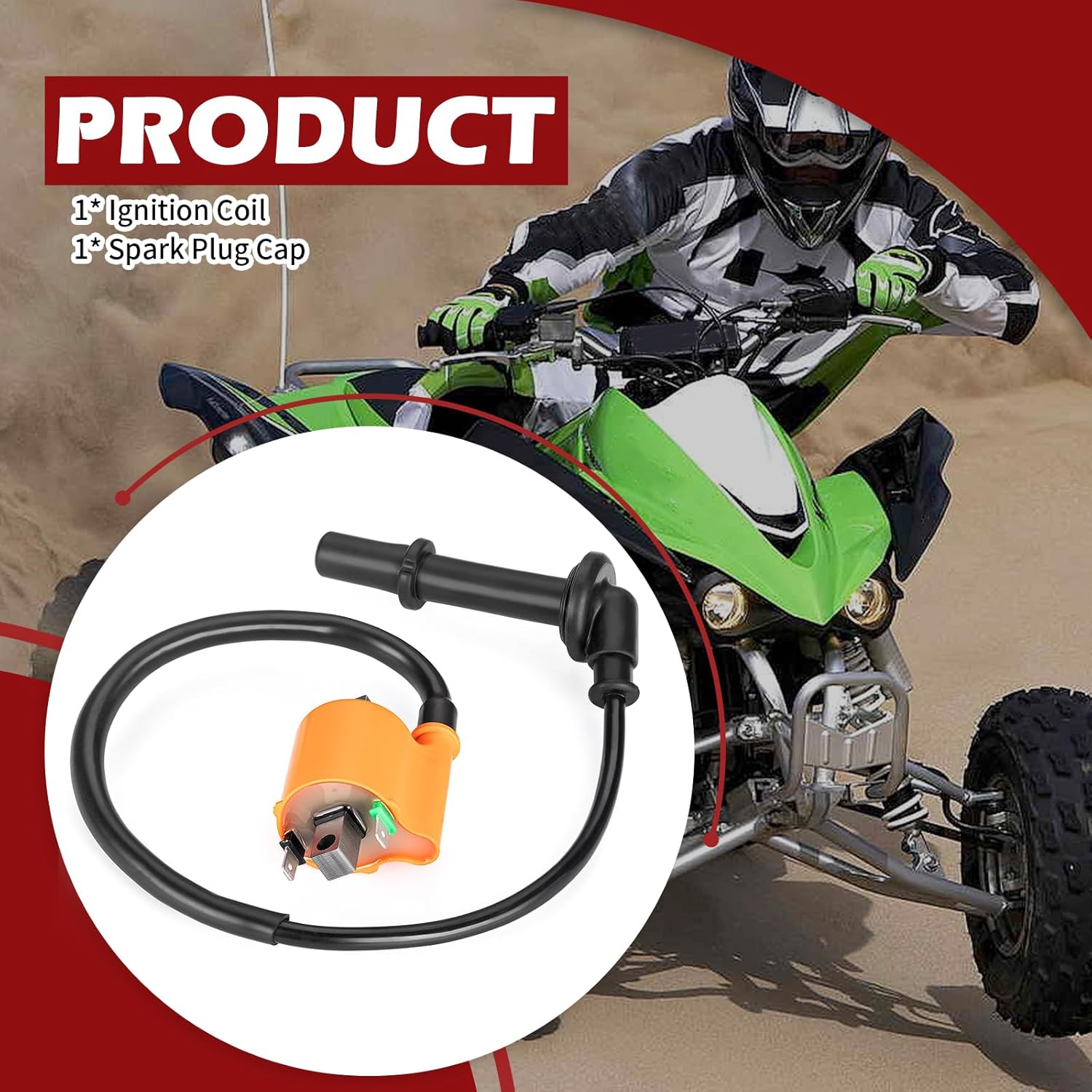 Ignition Coil & Spark Plug Cap for Kawasaki KFX450R 2008-2014