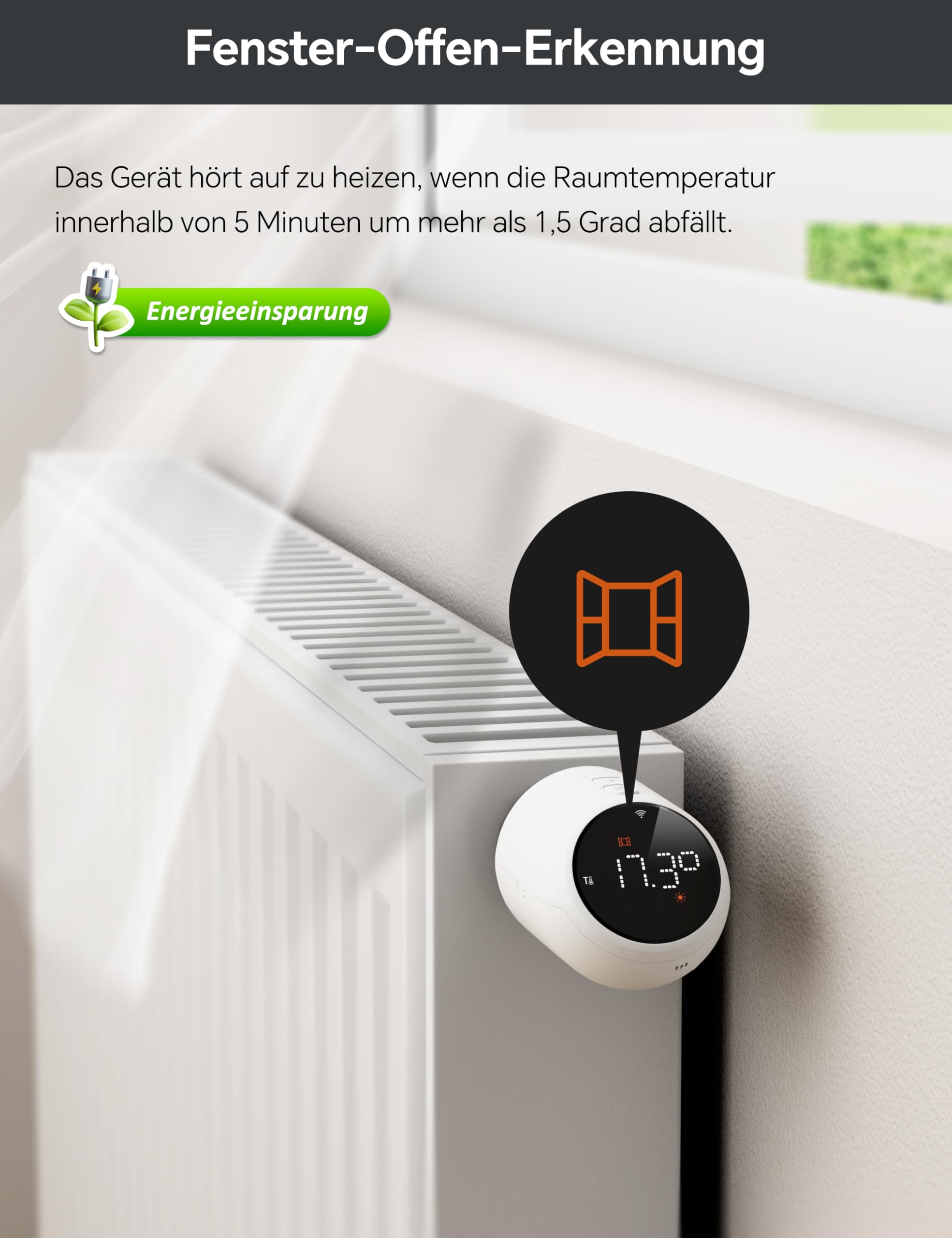 Heizkörperthermostat WLAN, Beok Thermostat Heizung Smart Thermostatkopf WiFi Heizungsthermostat Heizungsregler Digital Steuerung Per Tuya App, Google Assistant & Alexa, Batteriebetrieb