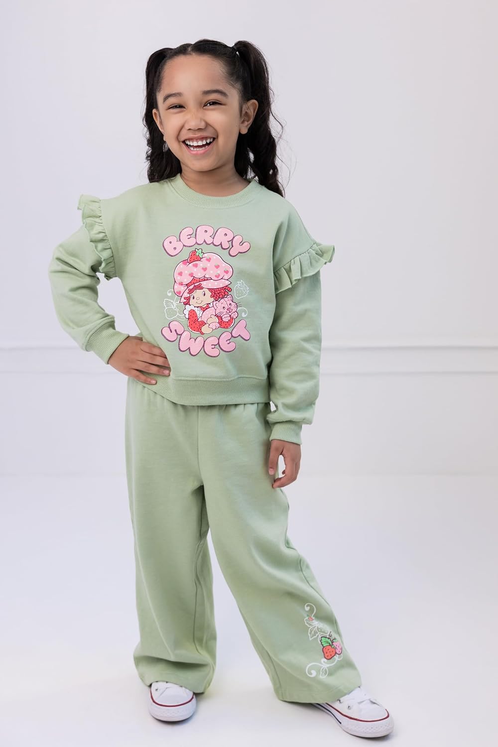 Strawberry Shortcake Girls Fleece Pullover Sweatshirt and Pants Outfit Set Toddler to Big Kid Sizes (2T - 10-12) - Image 2
