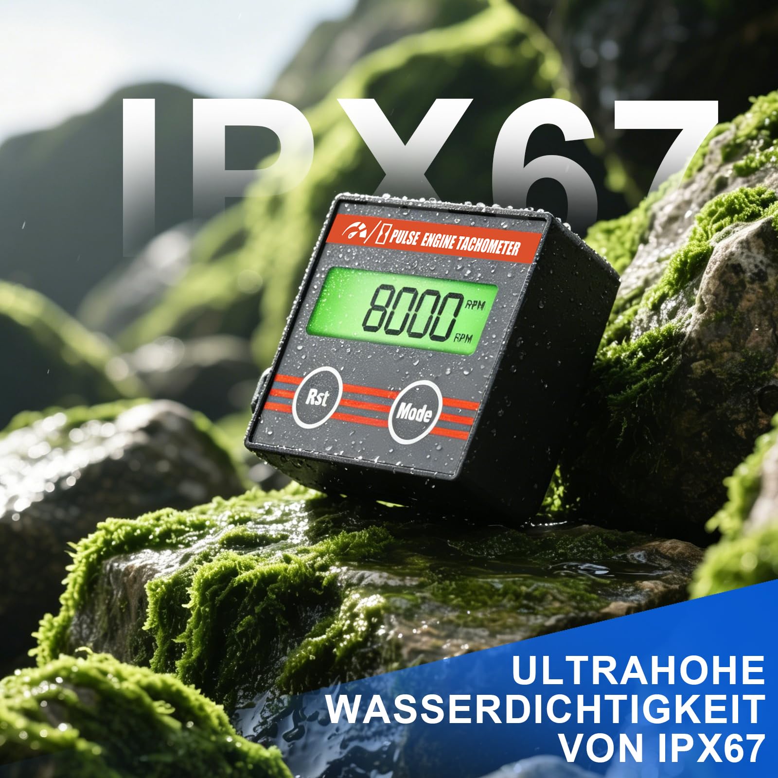 Drehzahlmesser, Drehzahlmesser Motorsäge mit ，Digitaler-Drehzahlmesser mit Hintergrundbeleuchtung，Für 2/4-Takt-Motoren ，Kettensägen, Rasenmäher, Motorräder und Benzinmotoren，mit Zeitmessfunktion